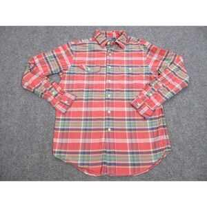 VINTAGE Polo Ralph Lauren Shirt Mens Medium Pink Plaid Button‎ Up Preppy Pocket